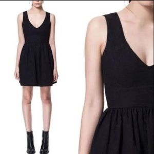 Zara Trafaluc Black Lace Jacquard Fit and Flare Dress Size S